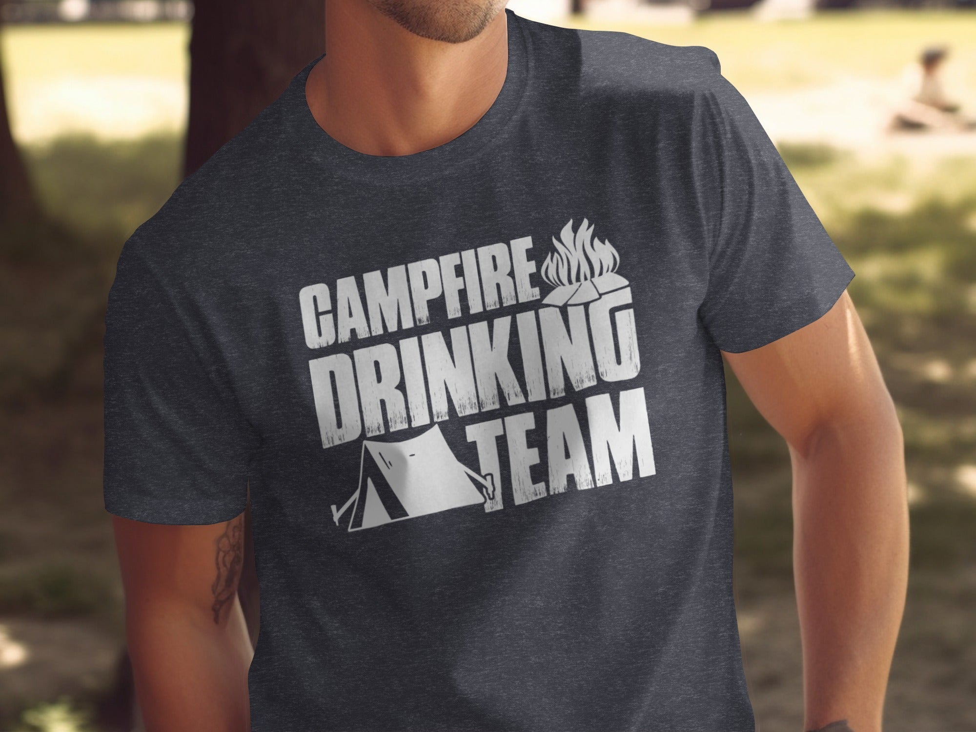 Campfire Drinking Team Tent Design Camping Adventure T-Shirt