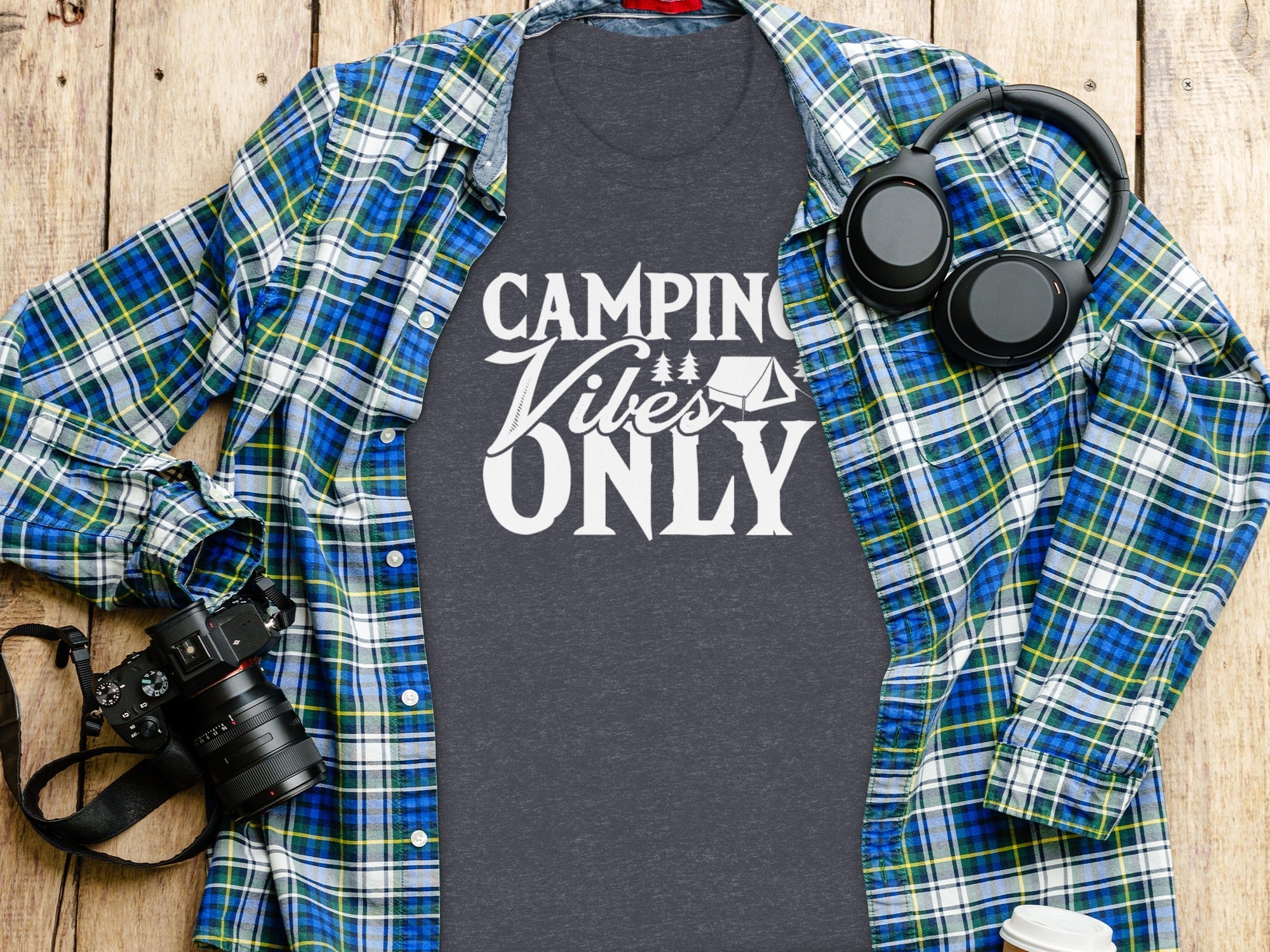 Camping Vibes Only With Tent Graphic Camping T-Shirt