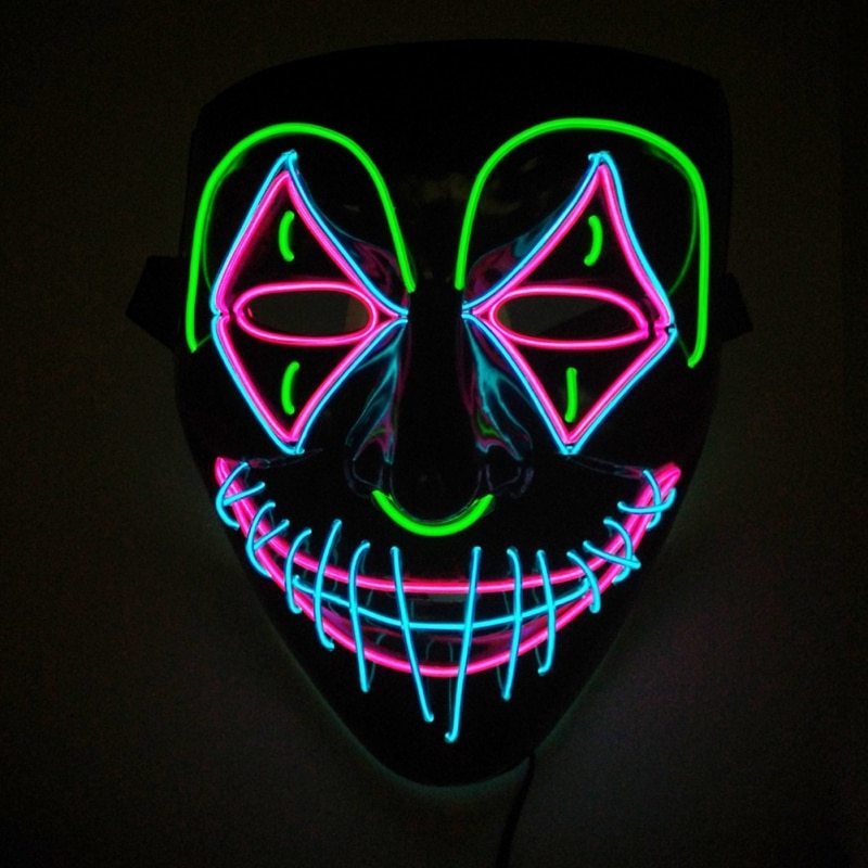 Halloween EL LED Glowing Mask | Light-Up Neon Mask for Halloween, Raves & Cosplay
