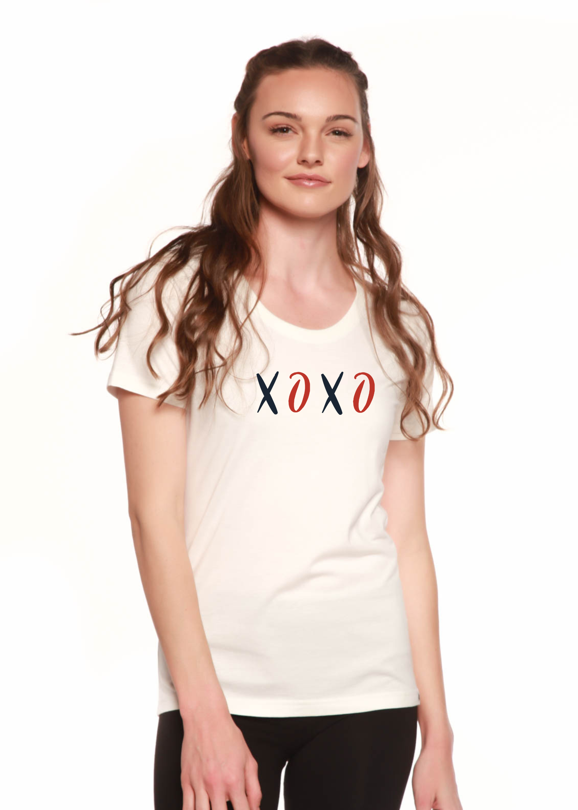 'XOXO' Women's Bamboo Scoop Neck Graphic Tee | Eco-Friendly | 4 Colors | S–XXL