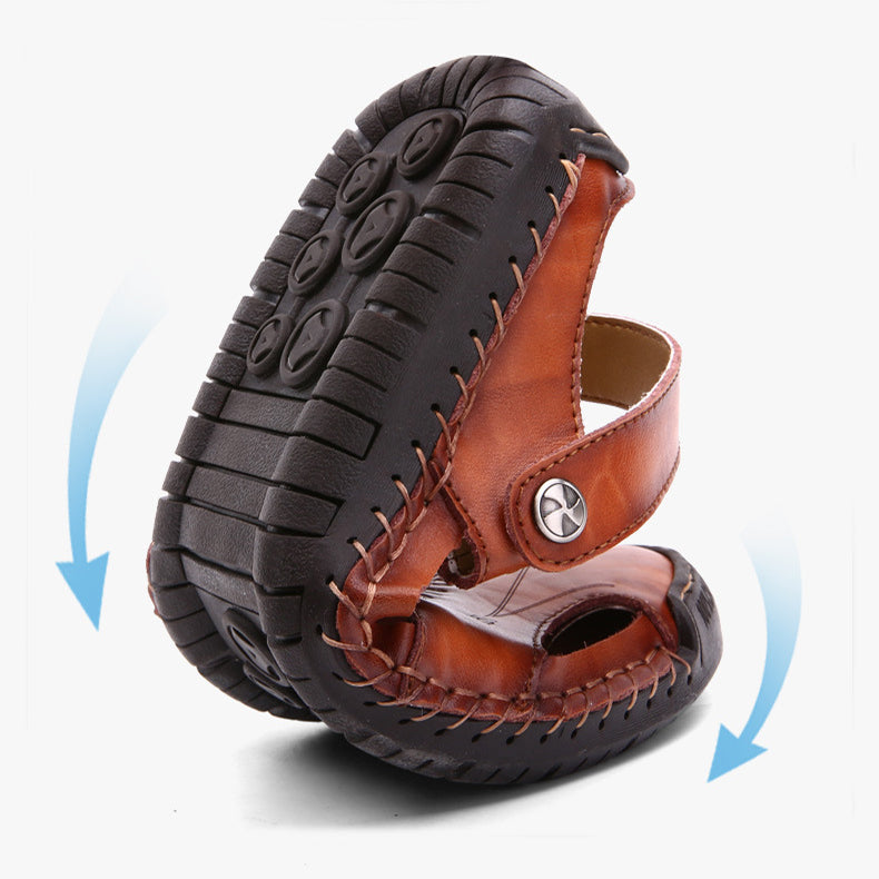 Men's Closed-Toe Leisure Sandals – Rubber Sole, Sizes 38–48