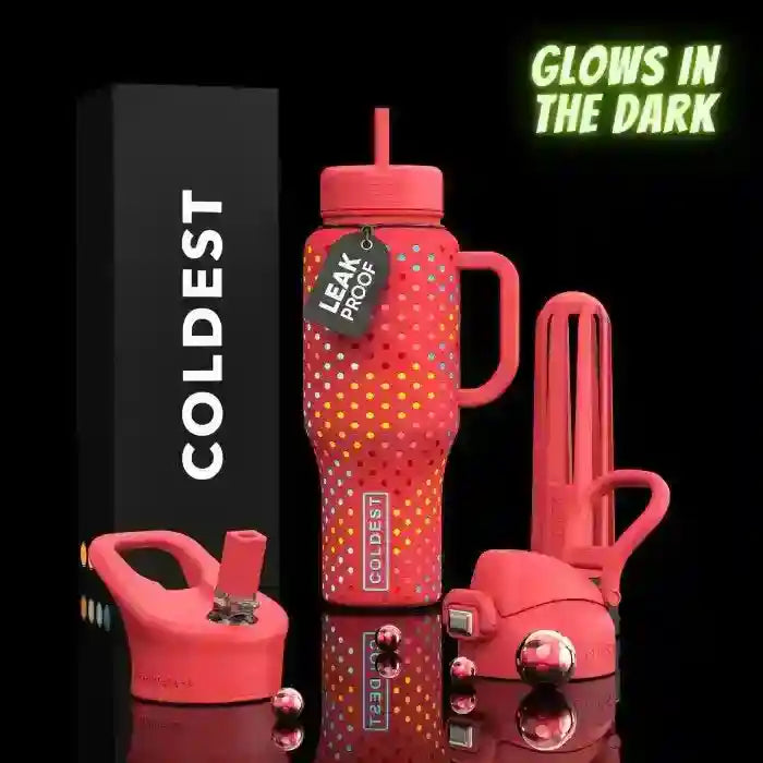 COLDEST 46oz Limitless™ Wasserflasche — 36+ Stunden kalt, 3 Deckel, Becherhalterfreundlich
