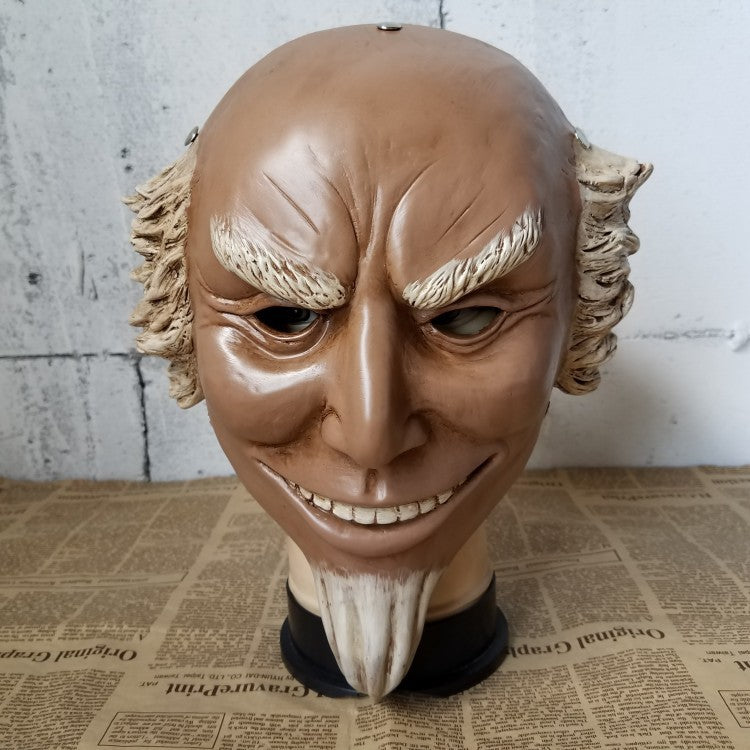 Sinister Old Man Resin Halloween Mask | Creepy Full-Head Horror Mask for Adults
