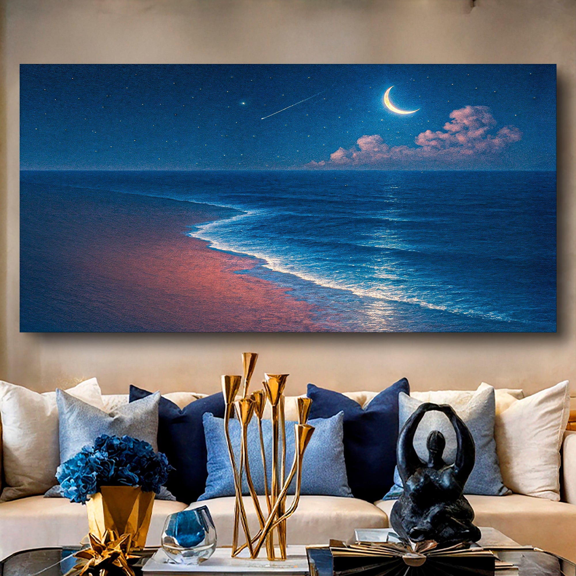 Beach Shoreline Coastal Canvas Wall Art | Handcrafted | 3 Sizes | Ready to Hang
