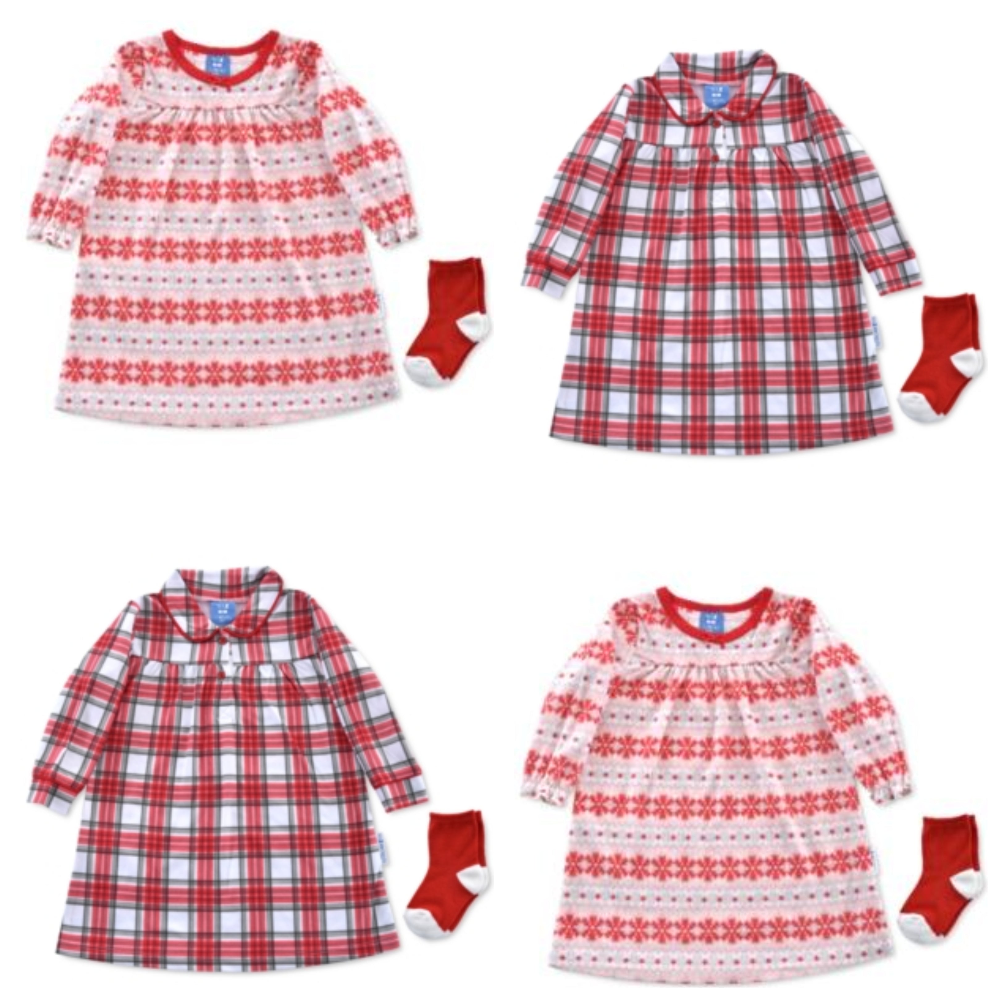 Max & Olivia Girls Nightgown with Matching Socks – Fair Isle Print