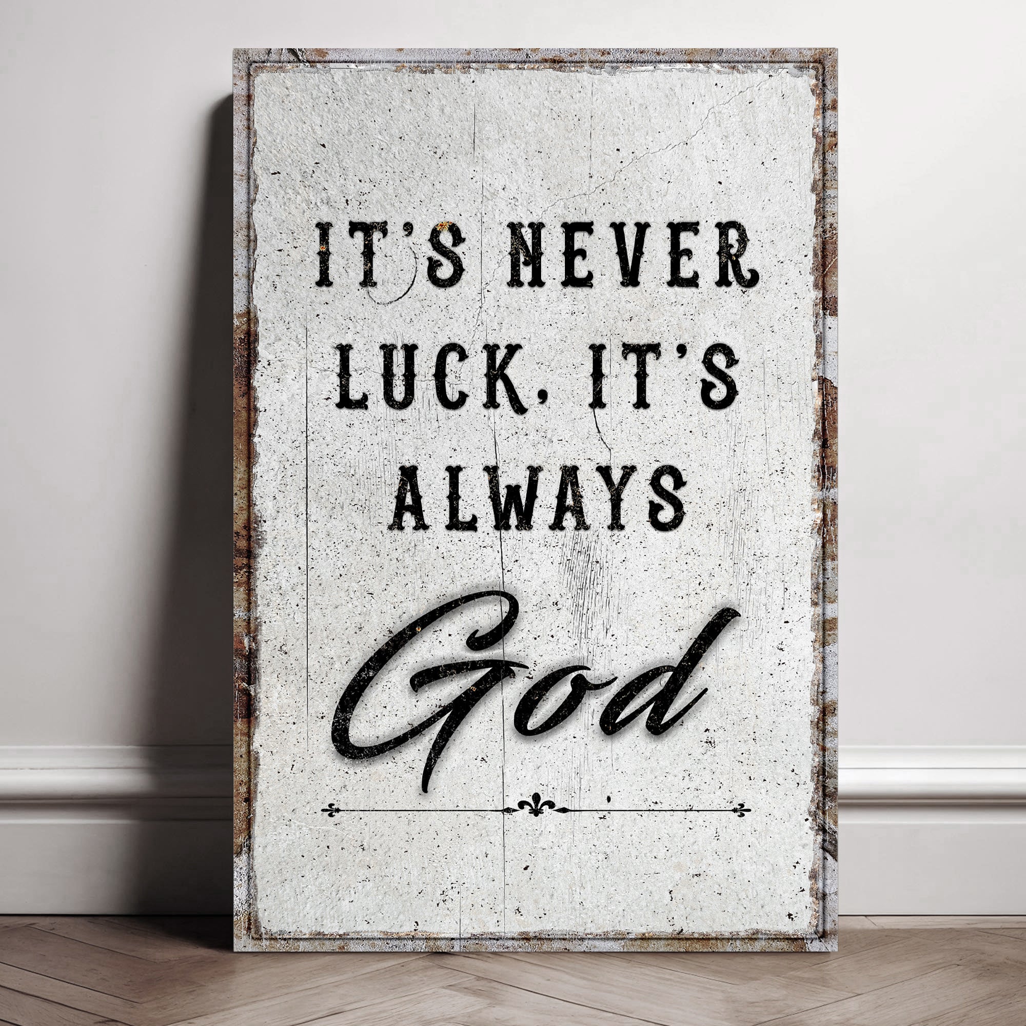 "It's Never Luck, It's Always God" Faith Canvas Wall Art | 3 Sizes | Ready to Hang