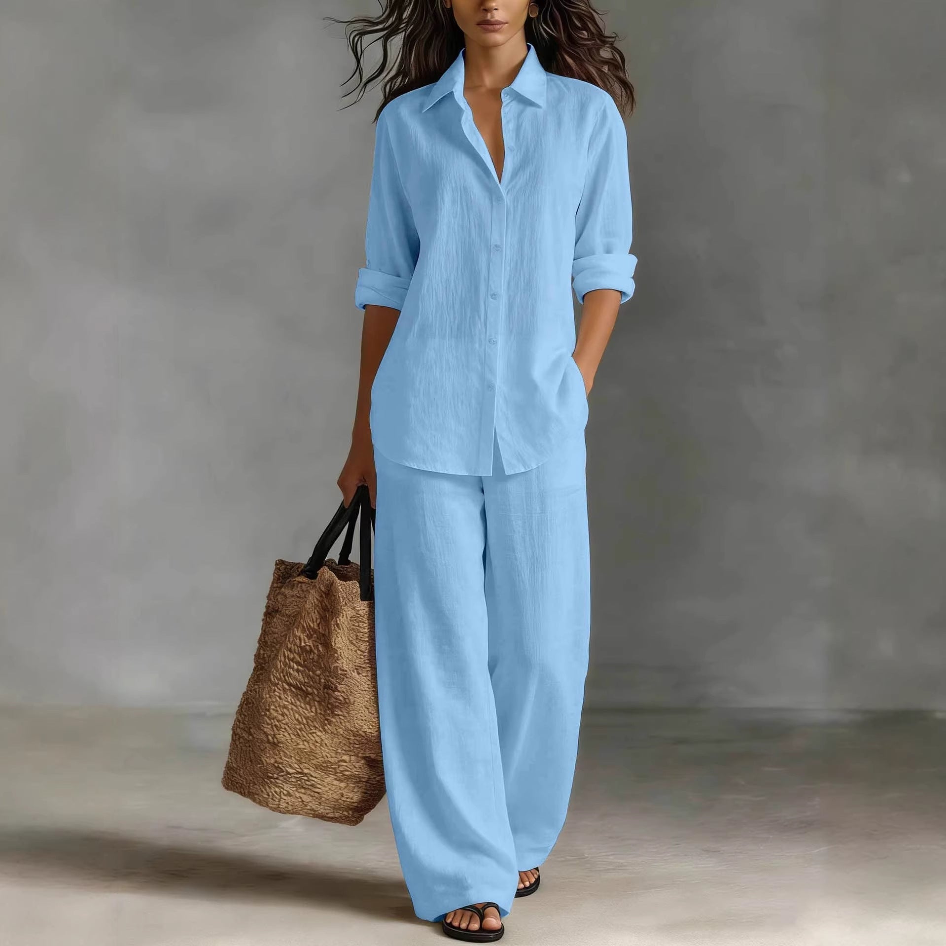 Women's Bohemian Cotton-Linen Top & Pants Set — Resort Lounge Co-ord