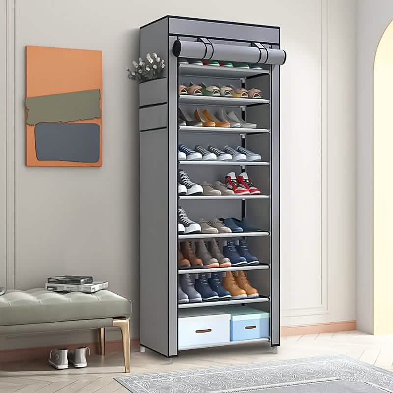 10-Layer 9-Grid Non-Woven Fabric Shoe Rack