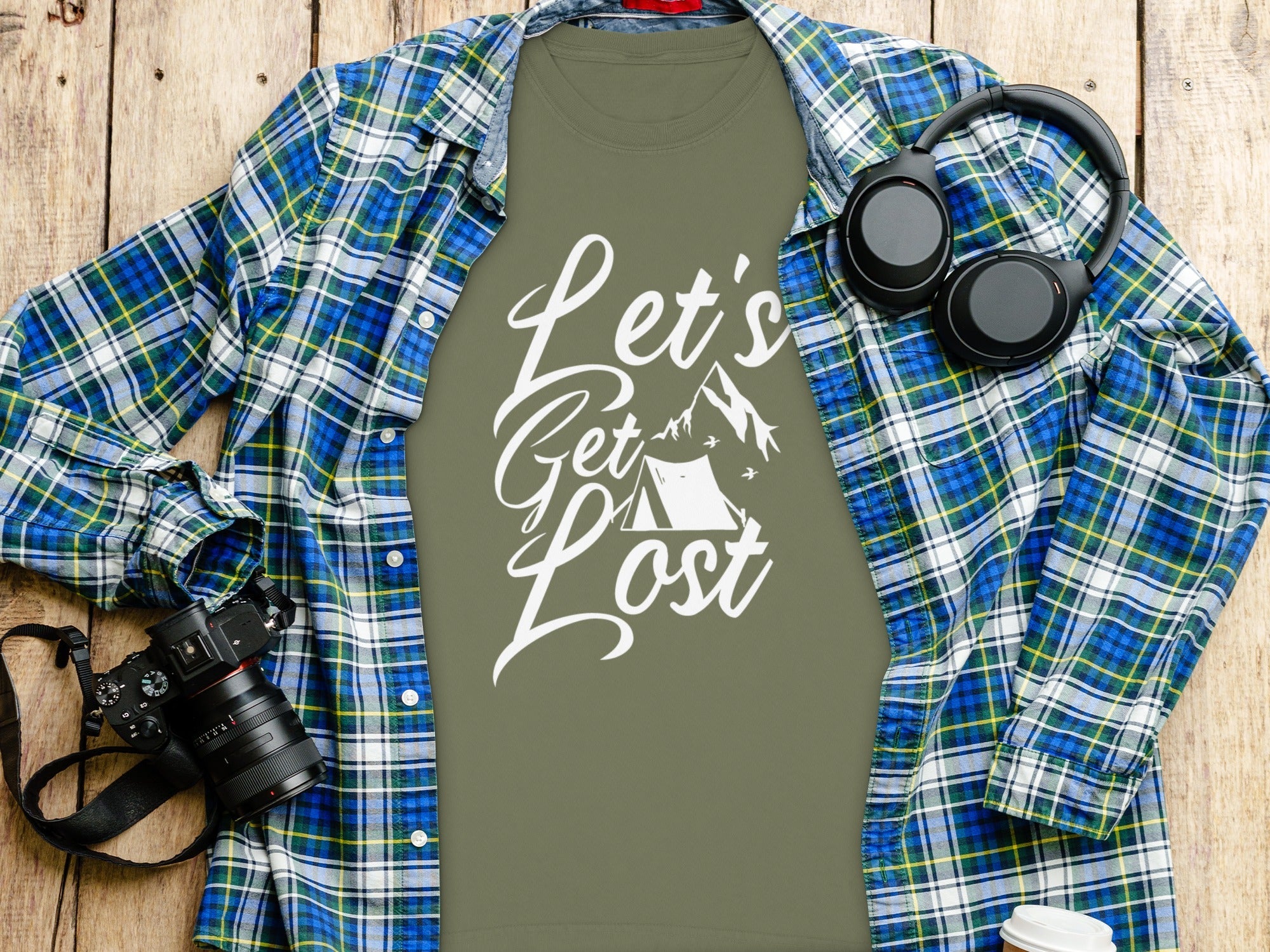 Lets Get Lost Camp Tent Design on Adventure Sweatshirt