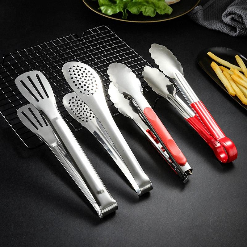 Stainless Steel BBQ & Kitchen Tongs – Heat Resistant Hollow-Out Food Tongs