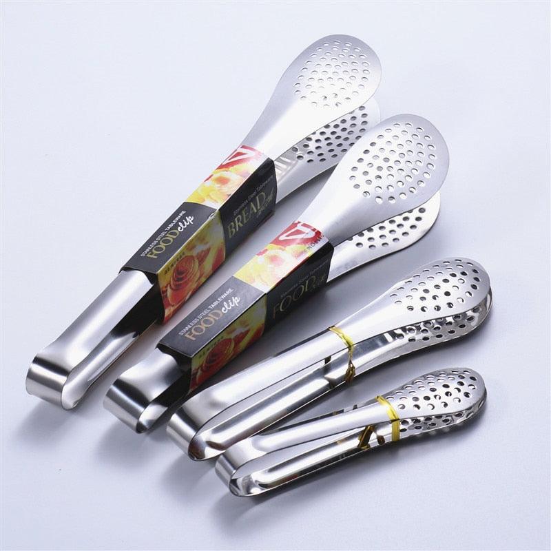 Stainless Steel BBQ & Kitchen Tongs – Heat Resistant Hollow-Out Food Tongs