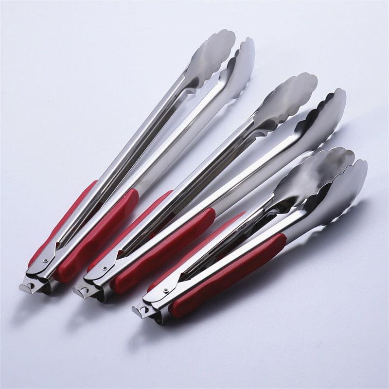 Stainless Steel BBQ & Kitchen Tongs – Heat Resistant Hollow-Out Food Tongs