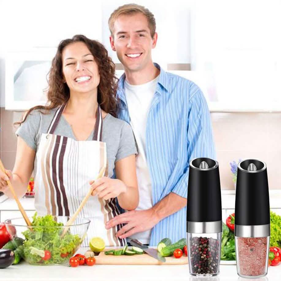 Gravity Electric Salt & Pepper Grinder Set | 2-Pack with LED Light
