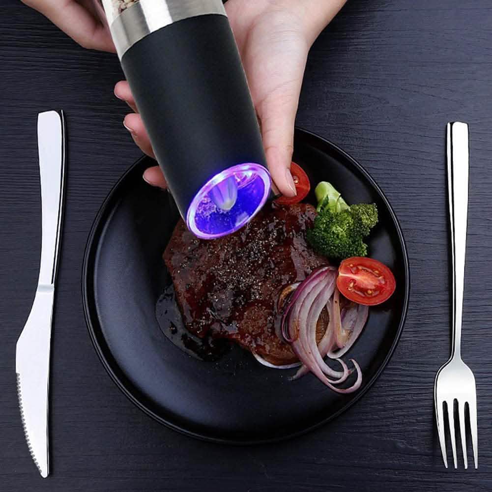Gravity Electric Salt & Pepper Grinder Set | 2-Pack with LED Light
