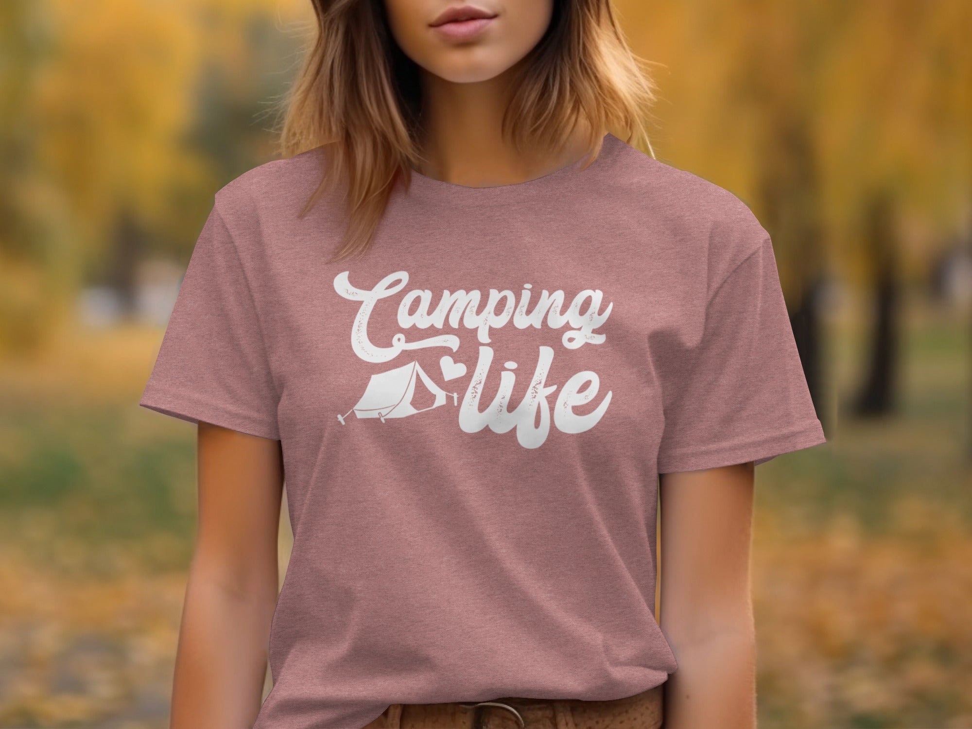 Camping Is Life with Tent & Heart Design T-Shirt