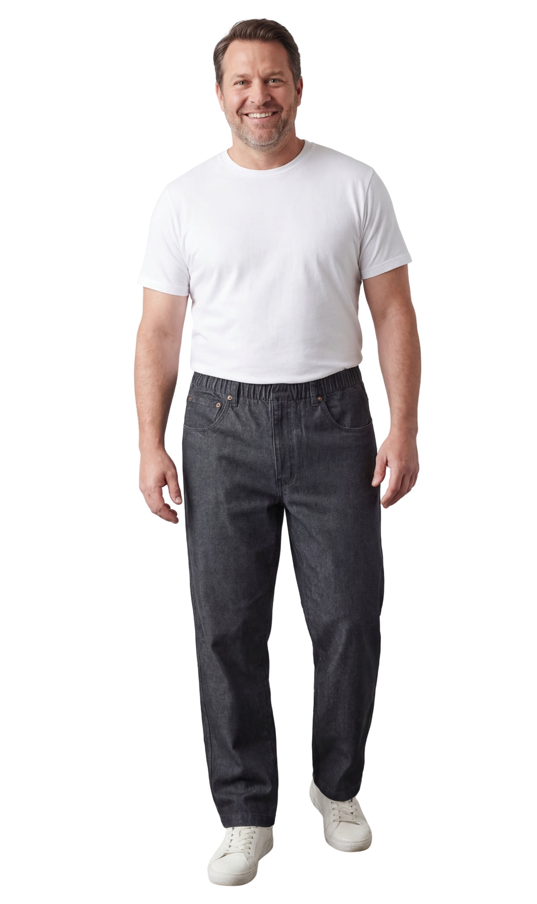 Men’s Pull-On Denim Pants – Elastic Waist, Lightweight | Spring & Summer