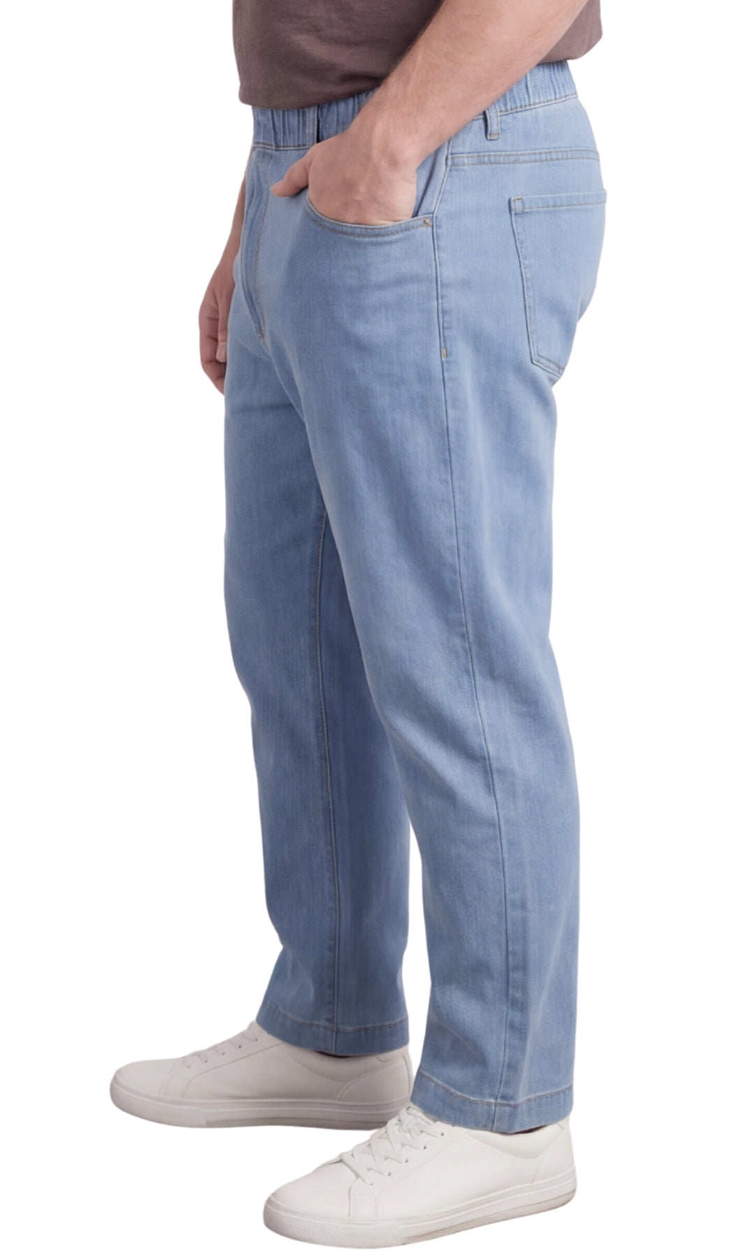 Men’s Pull-On Denim Pants – Elastic Waist, Lightweight | Spring & Summer