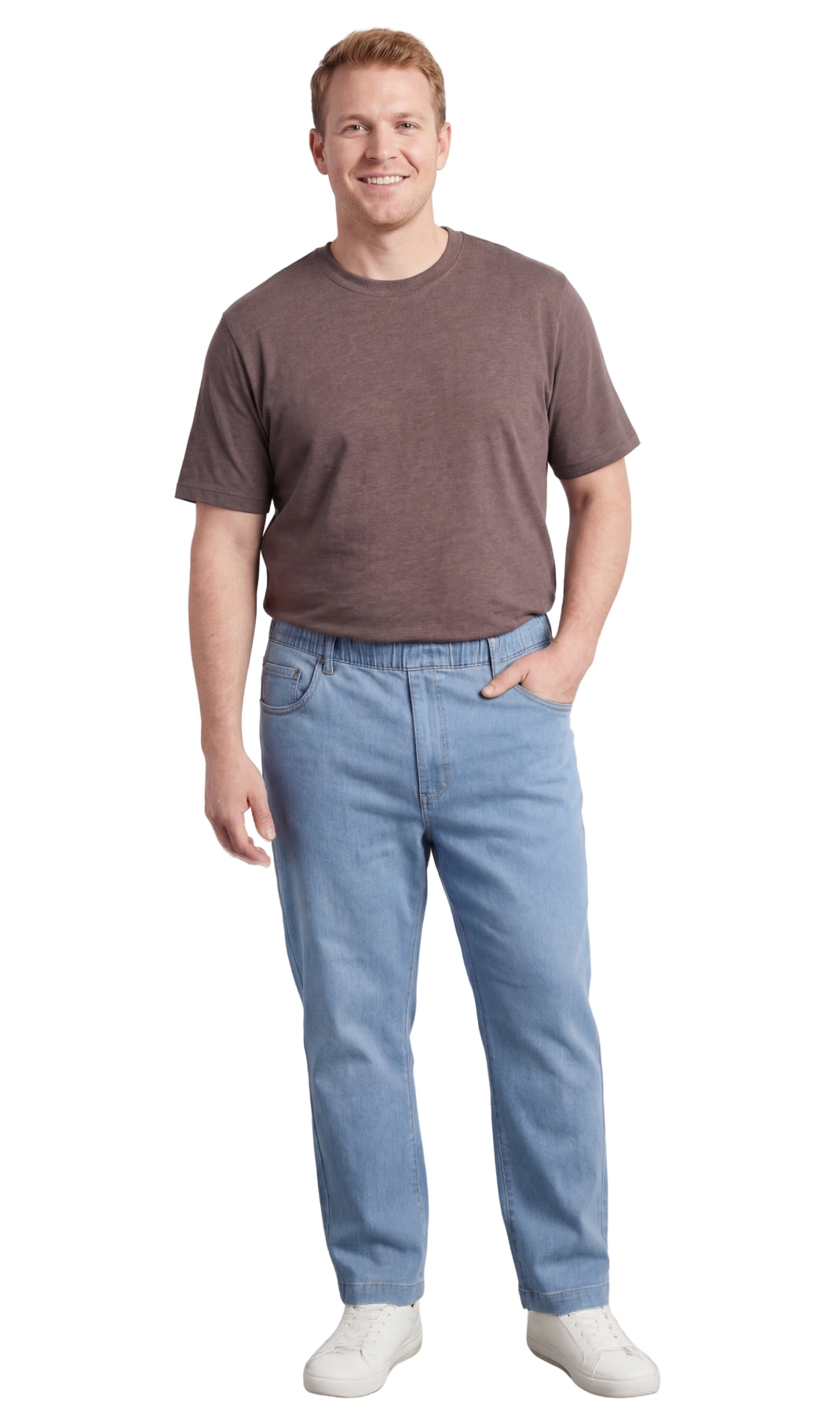 Men’s Pull-On Denim Pants – Elastic Waist, Lightweight | Spring & Summer