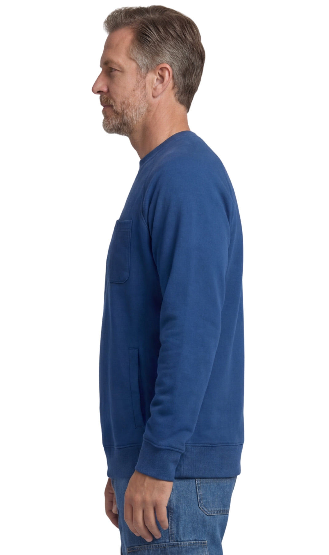 Herren 3-Taschen-Fleece-Sweatshirt mit Raglan-Nähten, Brusttasche und etikettenlosem Nacken