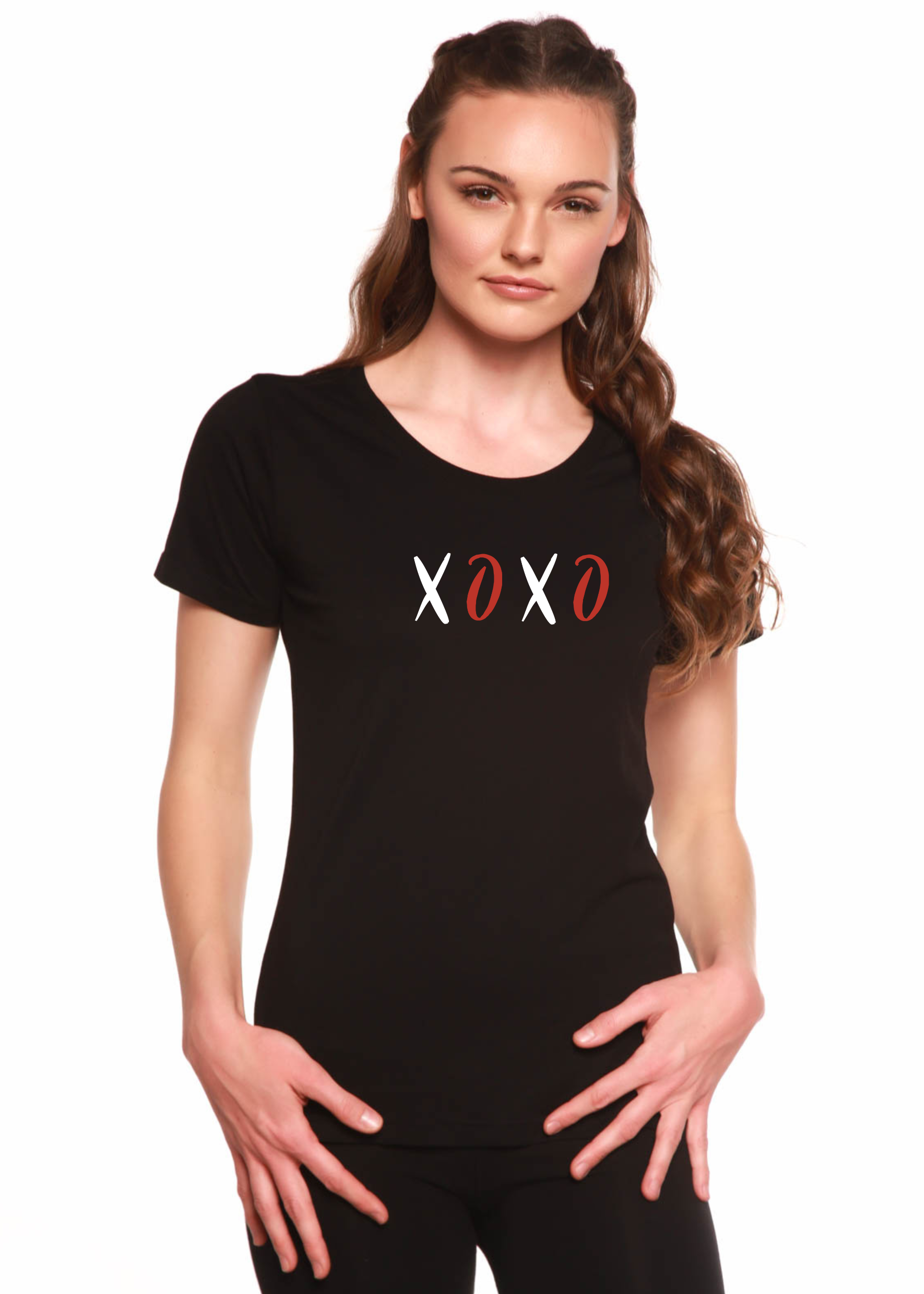 'XOXO' Women's Bamboo Scoop Neck Graphic Tee | Eco-Friendly | 4 Colors | S–XXL