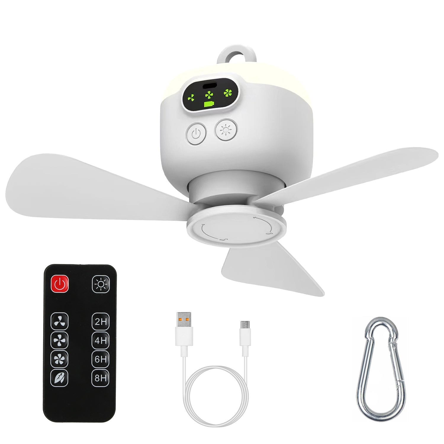 LakeForest 2-in-1 Portable Camping Fan & LED Lantern – 8000mAh, Remote Control, Digital Display