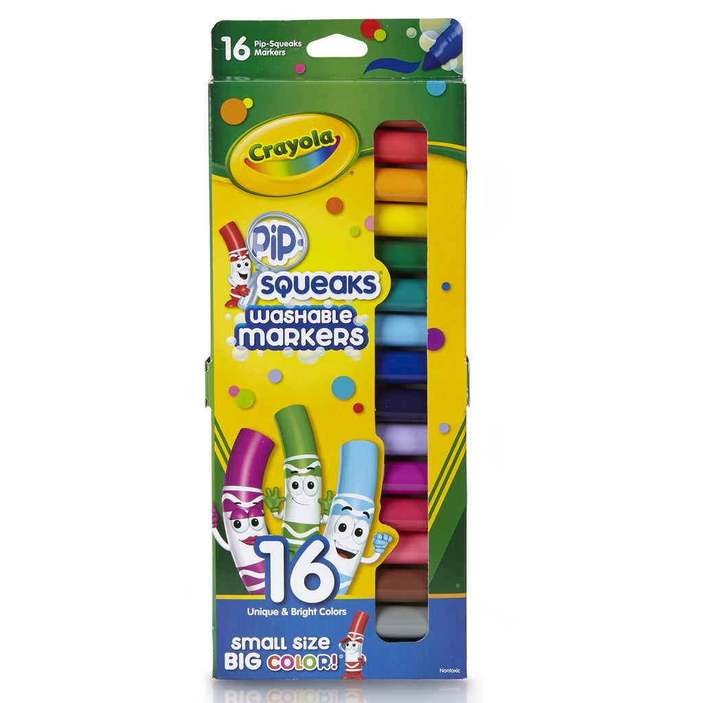 Crayola Pip-Squeaks Skinnies Washable Markers — 16 Bright Colors, Ages 3+