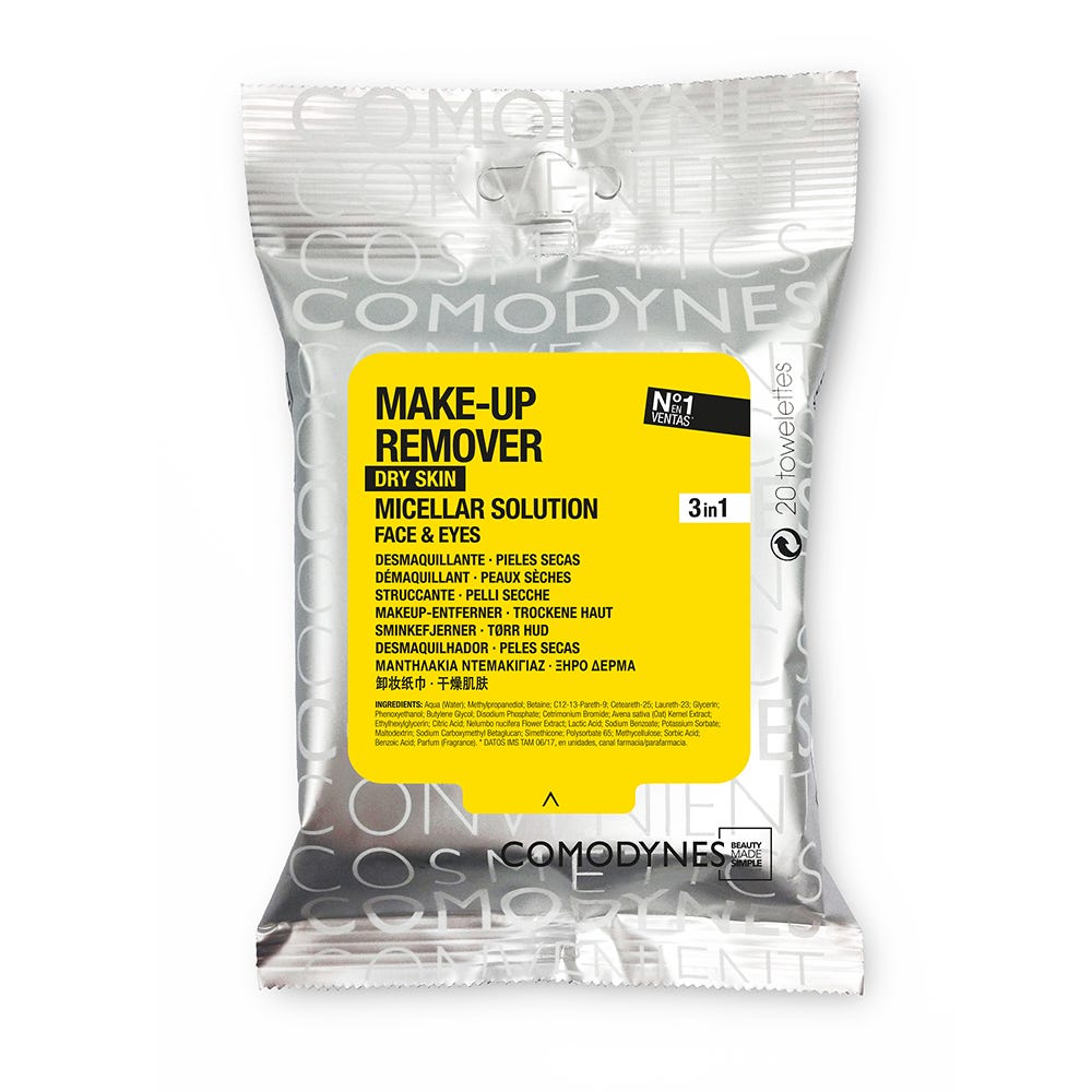 Comodynes Micellar Makeup Remover Wipes | Dry & Sensitive Skin | 3-in-1 Formula