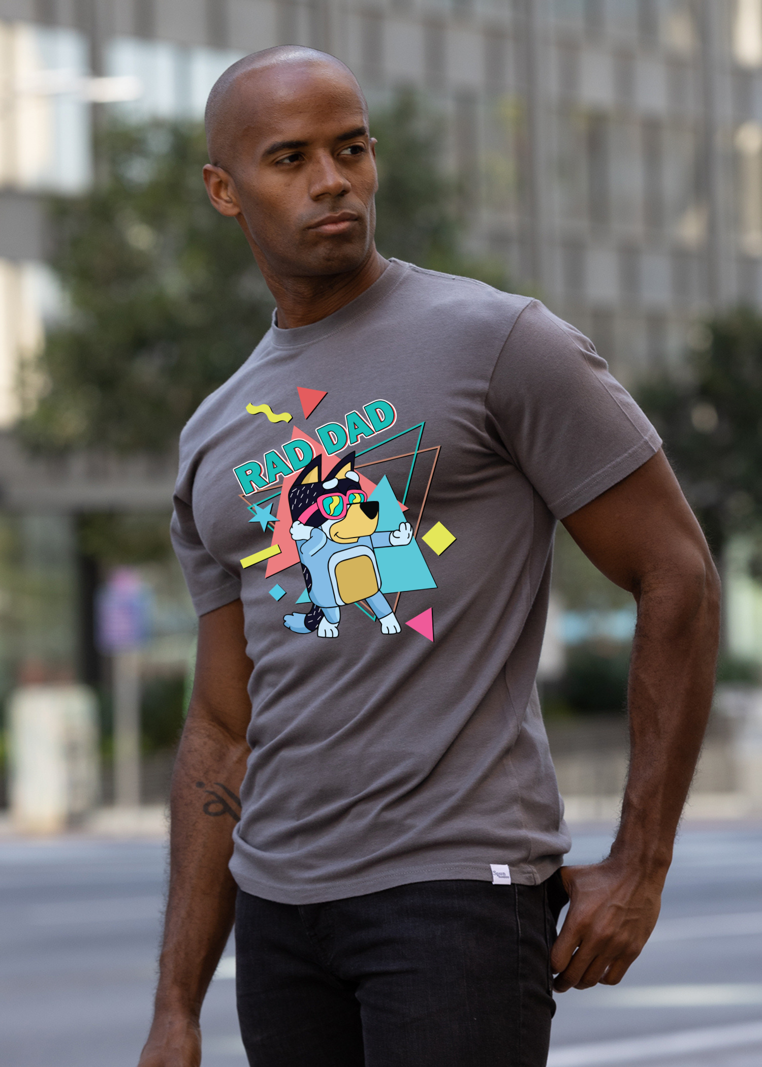 Rad Dad Bluey Men's Bamboo Graphic Tee | 70% Bamboo/Cotton | 15 Colors | S–XXL