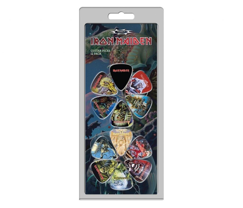 IRON MAIDEN Set mit 12 Plektren/Picks mit Album-Covern ~Lizenziert~