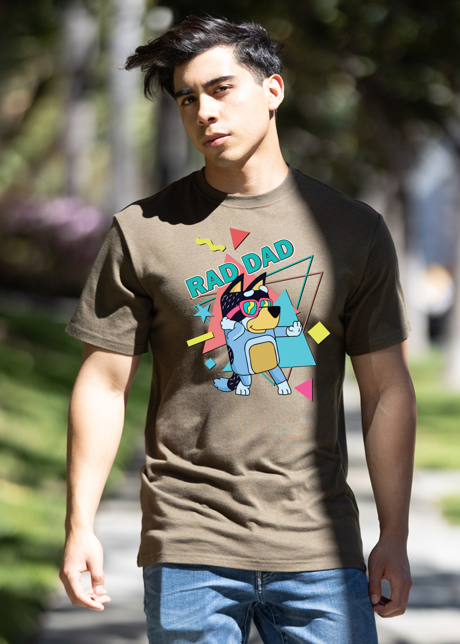 Rad Dad Bluey Men's Bamboo Graphic Tee | 70% Bamboo/Cotton | 15 Colors | S–XXL