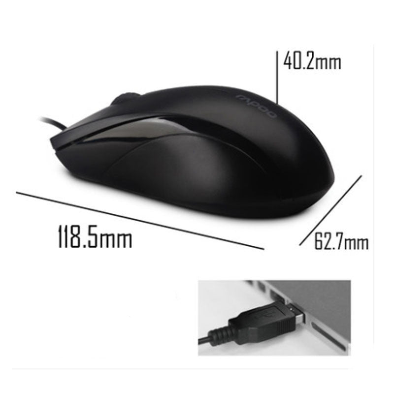 Ergonomic Wired USB Optical Mouse | 1000 DPI Desktop Mouse for Office & Home