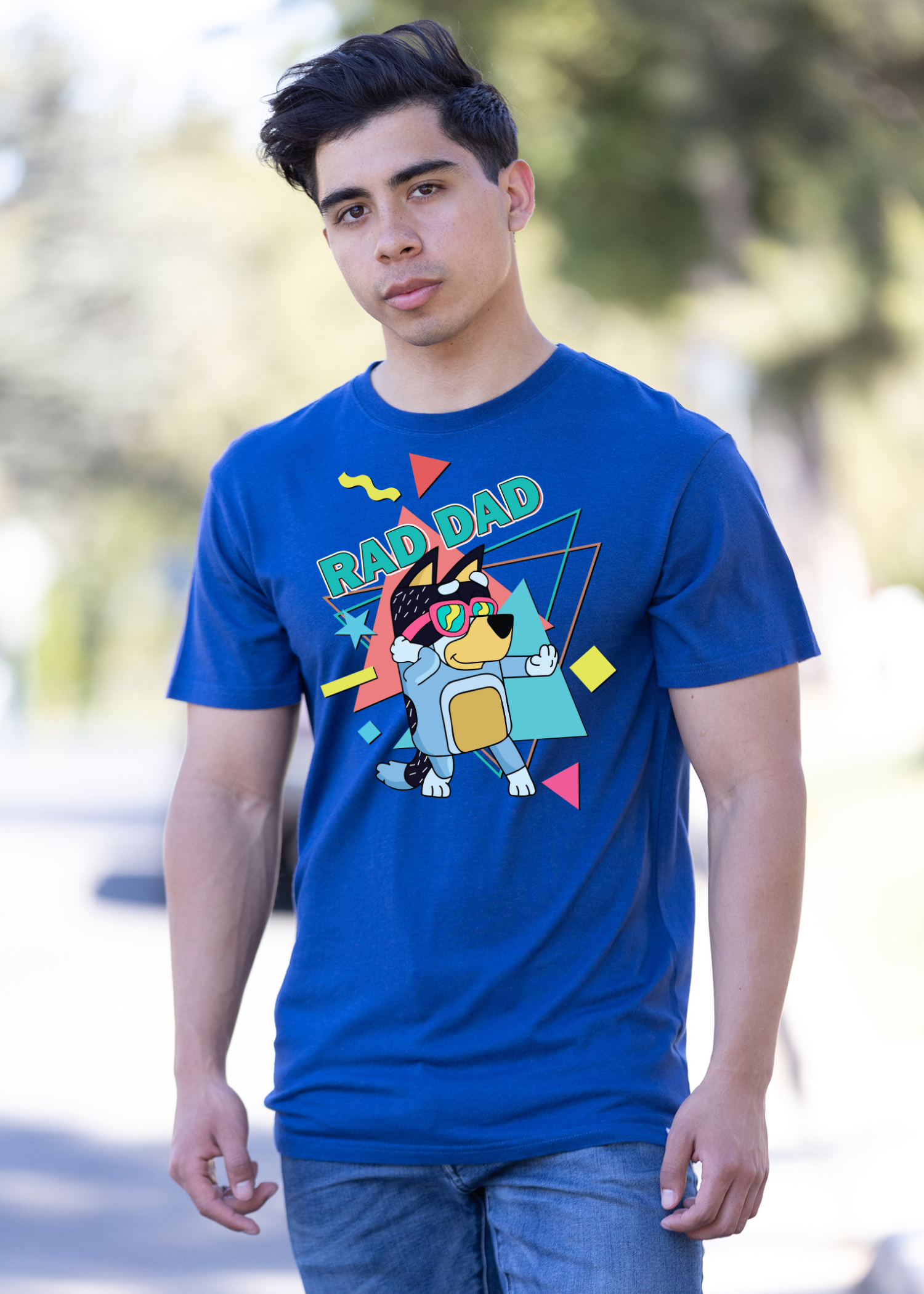 Rad Dad Bluey Men's Bamboo Graphic Tee | 70% Bamboo/Cotton | 15 Colors | S–XXL