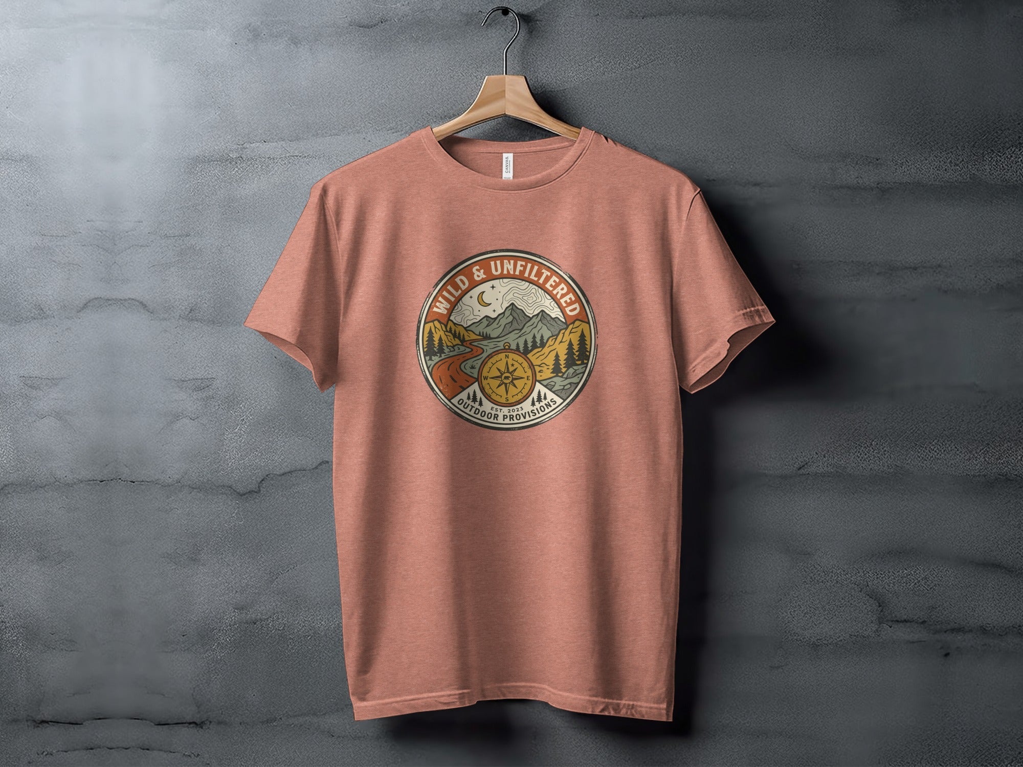 Embrace the Wild – Vintage Mountain & Compass Graphic T-Shirt