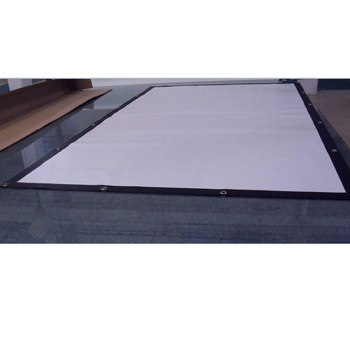 White screen on a glass surface with a black border