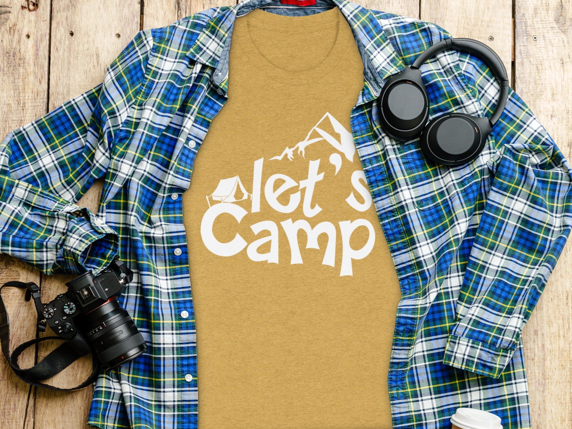 Let's Camp with Tent & Mountain T-Shirt