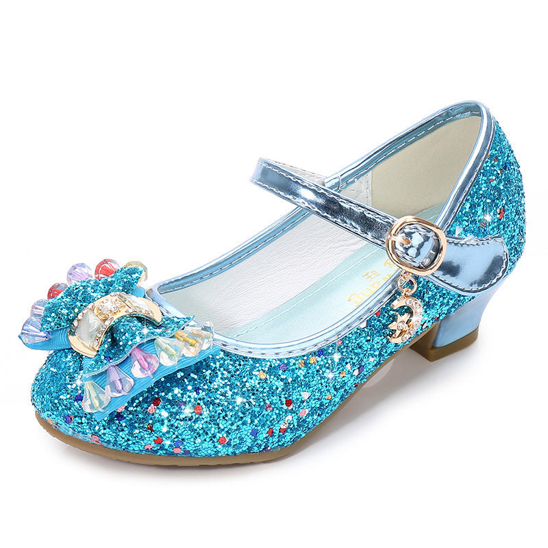 Girls' Crystal Bow Sneakers | Velcro Low-Top Princess Shoes