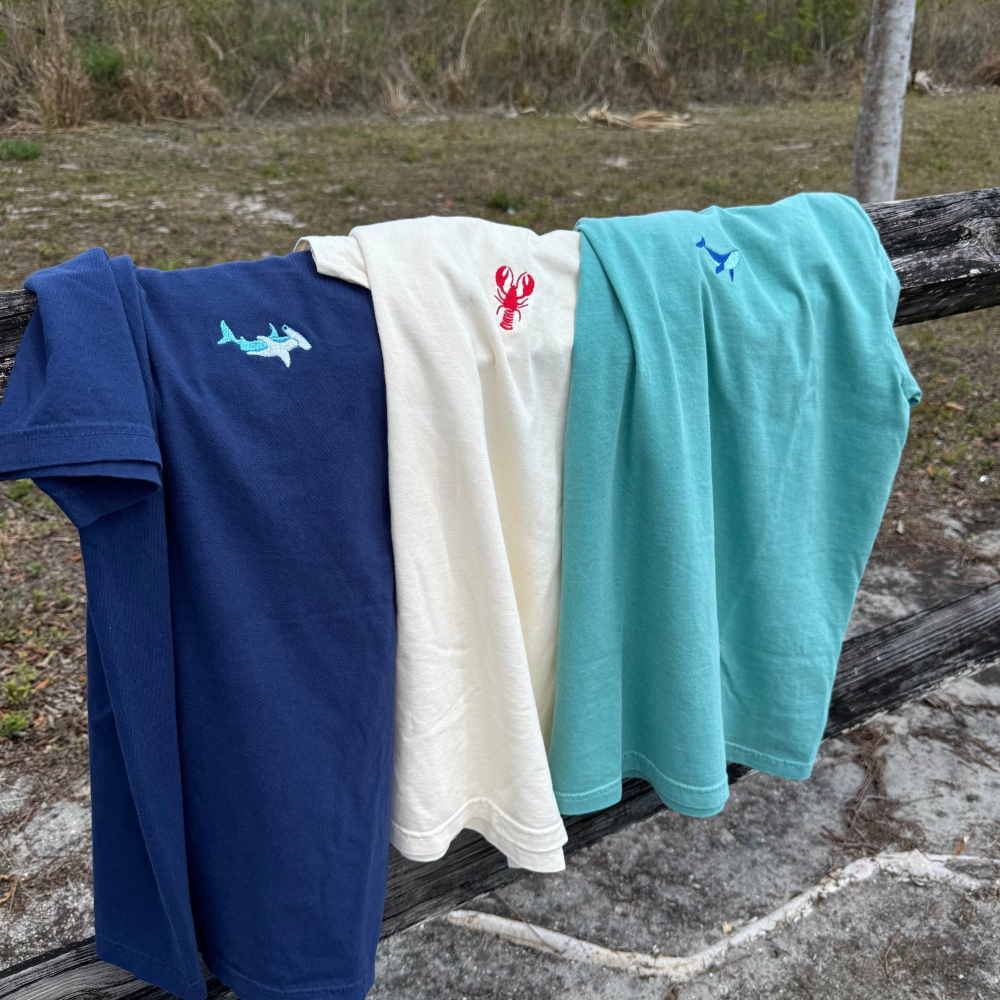 Lobster Embroidered T-Shirt | Coastal Wildlife Tee