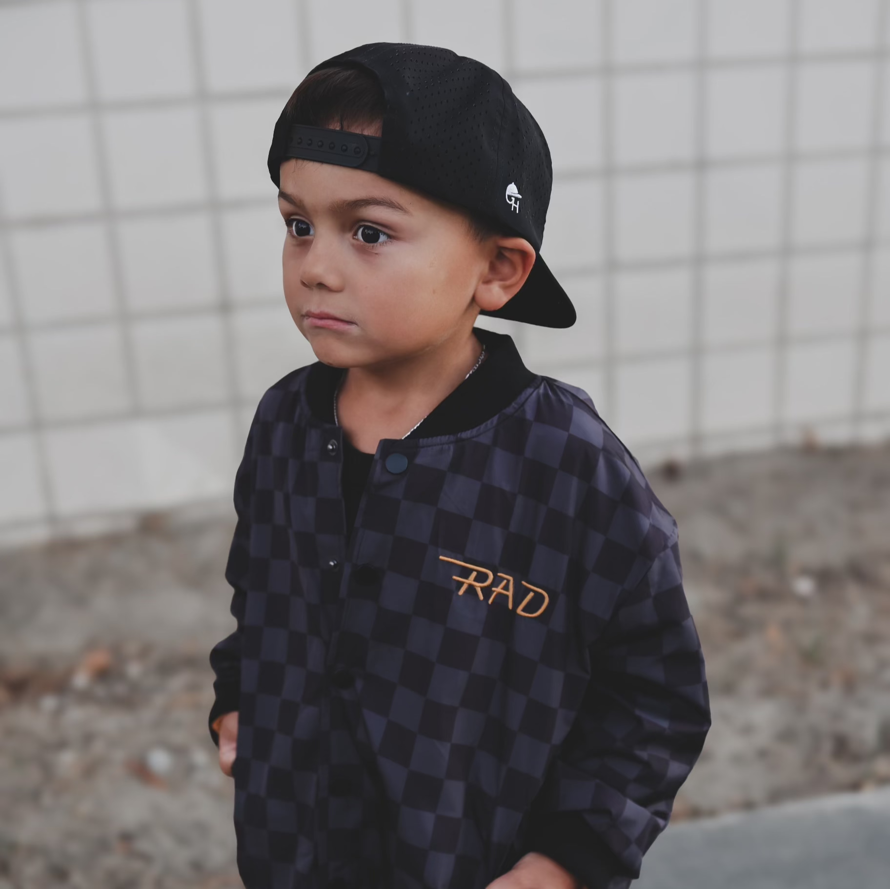 Kids Waterproof Letterman Jacket — Checkers | Little Rad Things
