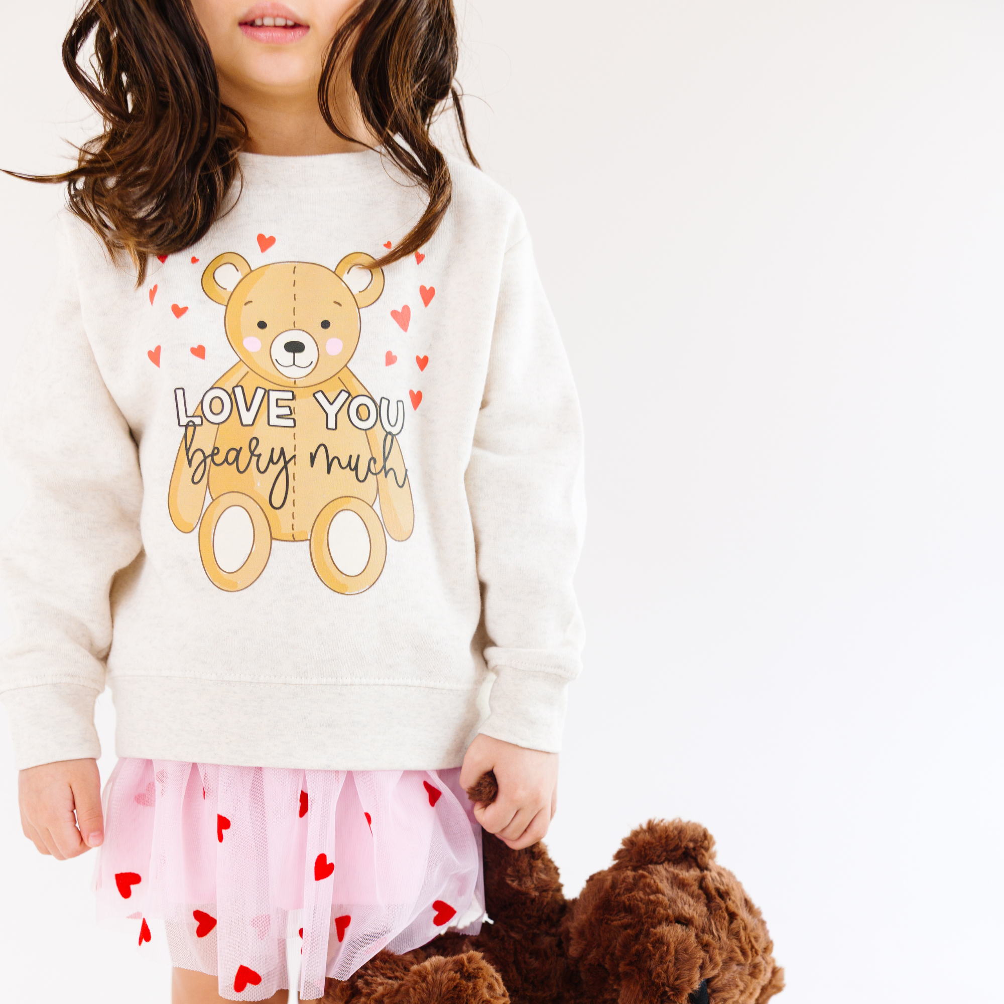 Love You Beary Much Kids Crewneck Sweatshirt – Toddler & Youth Pullover