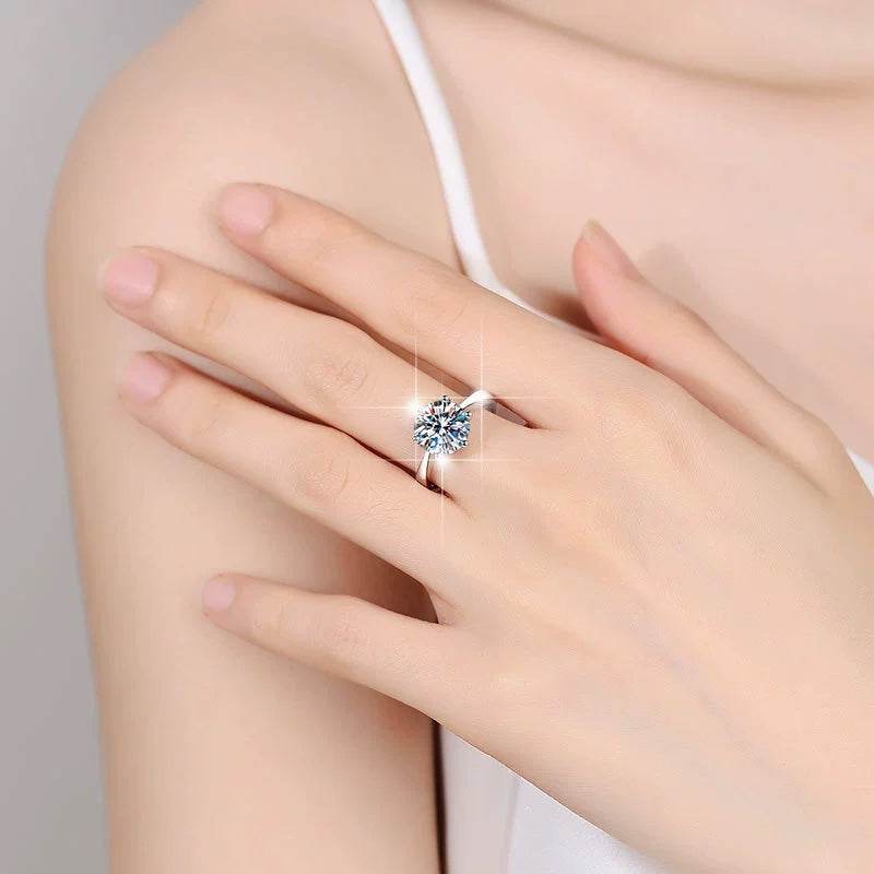 Classic 6-Prong Moissanite Engagement Ring | S925 Sterling Silver | 0.5–3ct