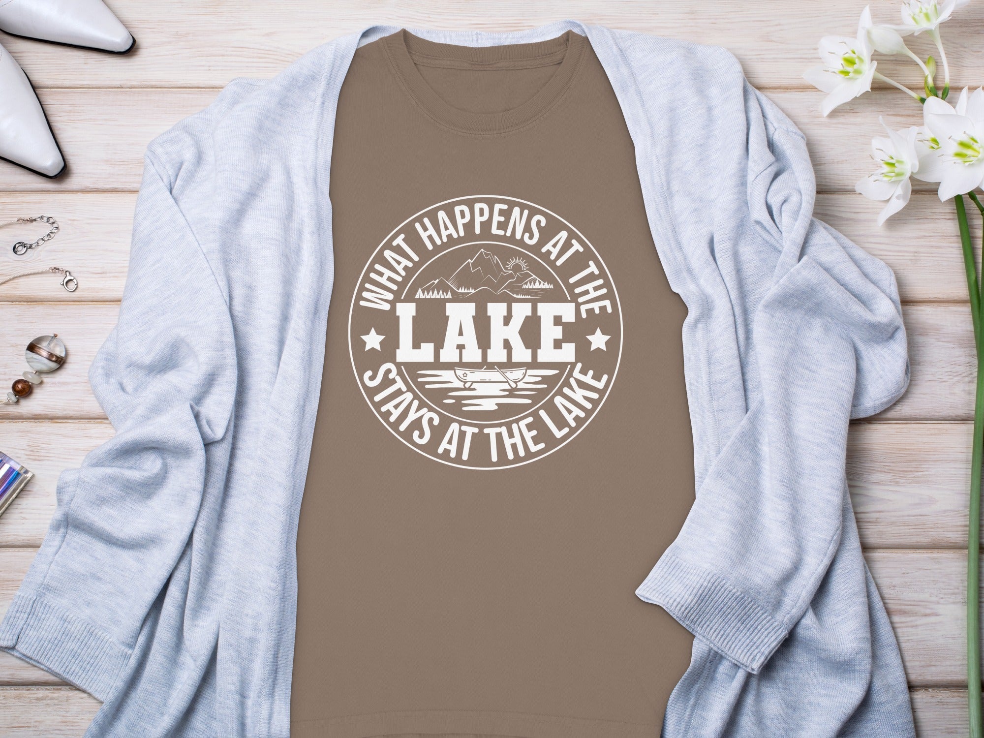 "What Happens At The Lake" Funny Lake Life Long Sleeve T-Shirt