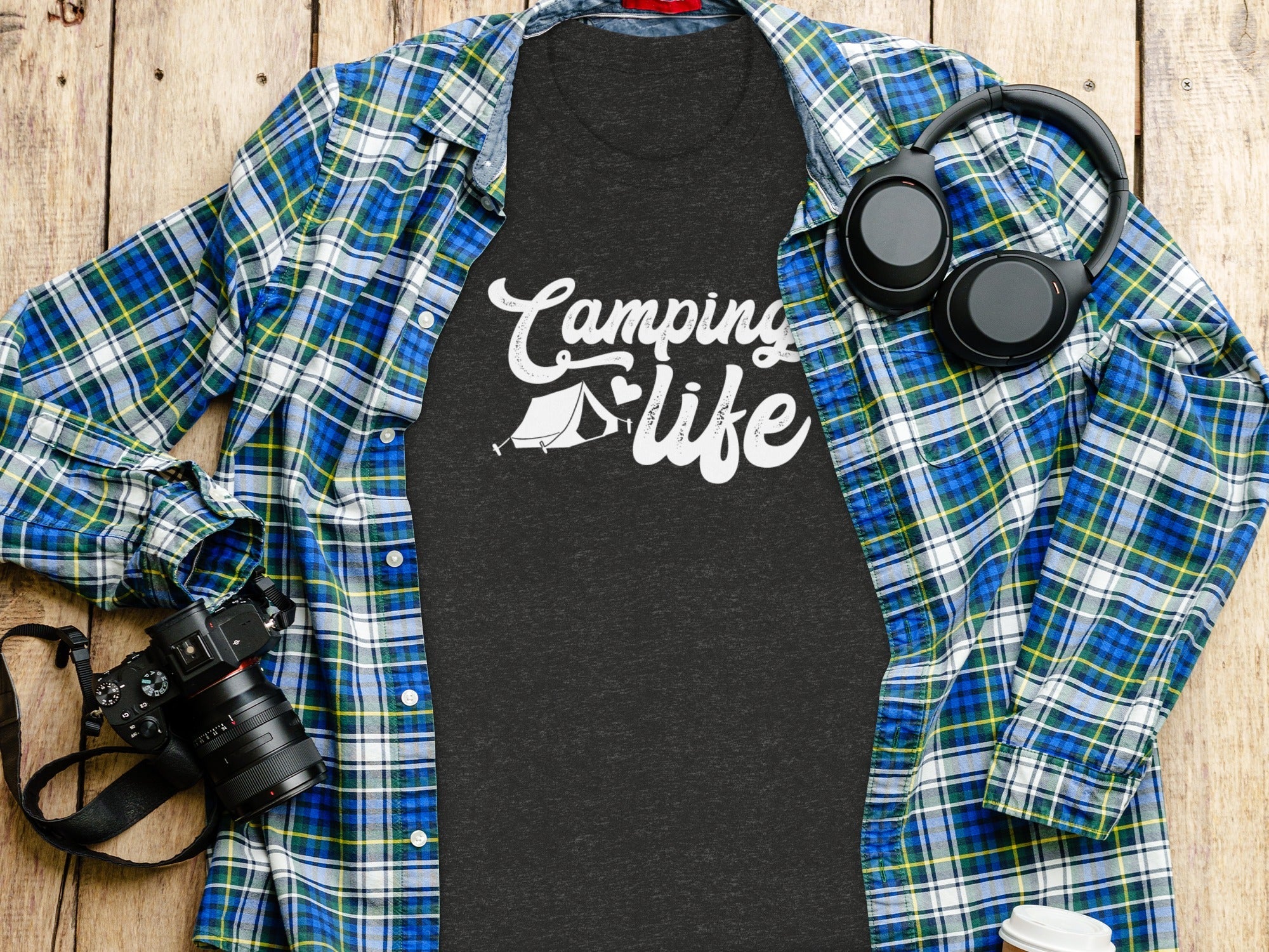Camping Is Life with Tent & Heart Design T-Shirt