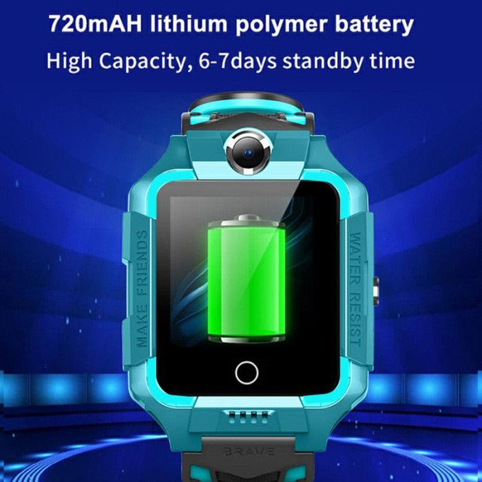 Smartwatch with battery display on a blue background