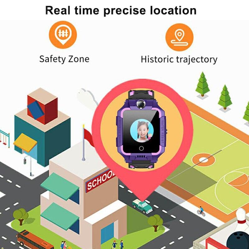 Smartwatch with location tracking features on a map of a school and playground.