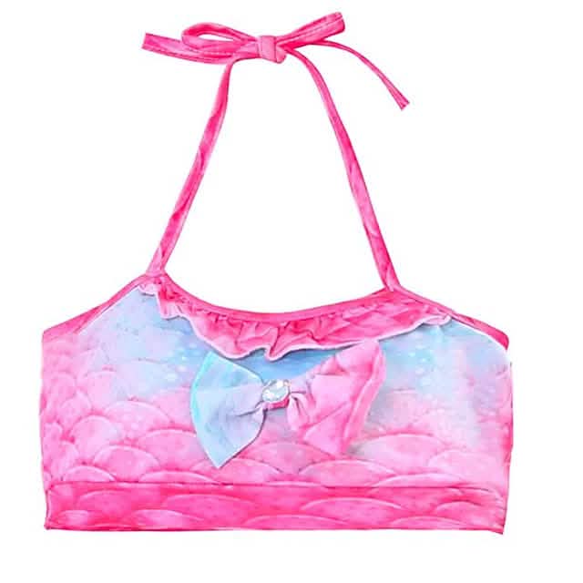 Mädchen 3-teiliges Meerjungfrauenflossen-Bikini-Schwimmanzug-Set – Alter 3–10