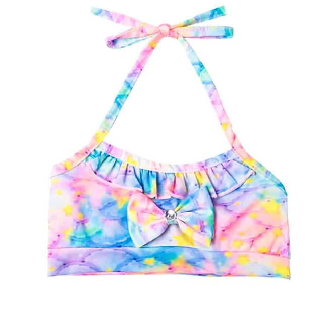 Mädchen 3-teiliges Meerjungfrauenflossen-Bikini-Schwimmanzug-Set – Alter 3–10
