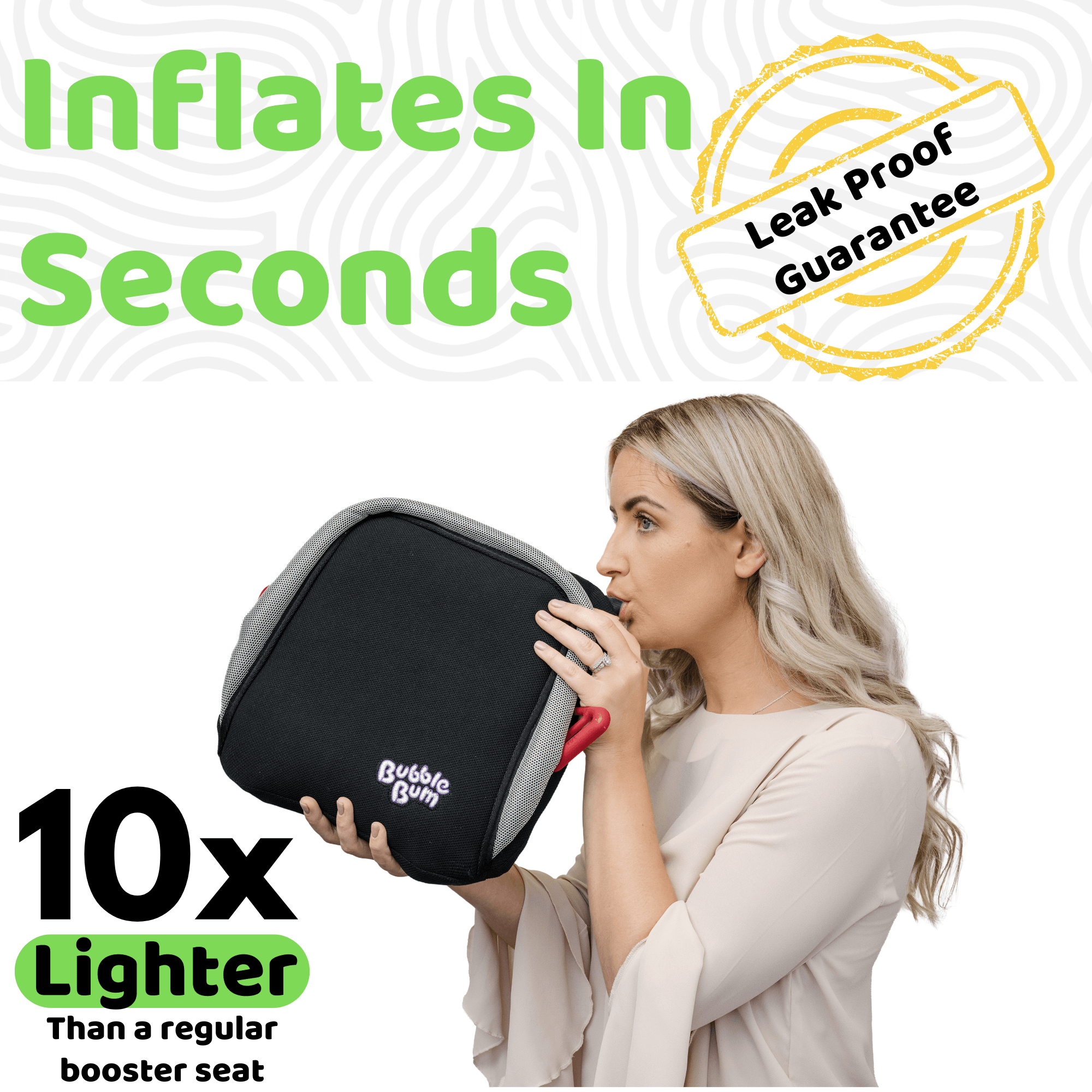 BubbleBum Inflatable Car Booster Seat – Ages 4–11 | Award-Winning Travel Booster