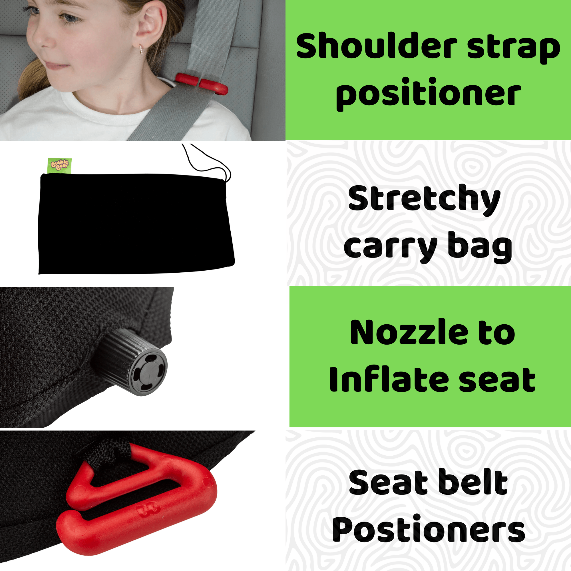 BubbleBum Inflatable Car Booster Seat – Ages 4–11 | Award-Winning Travel Booster