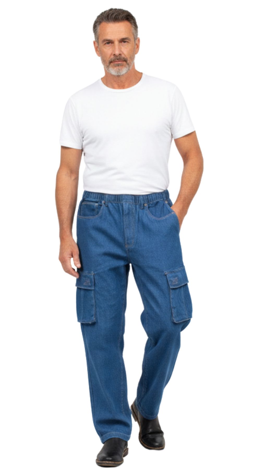 Men’s Pull-On Cargo Jeans – Relaxed Fit with Double Cargo Pockets | Street-Ready Style