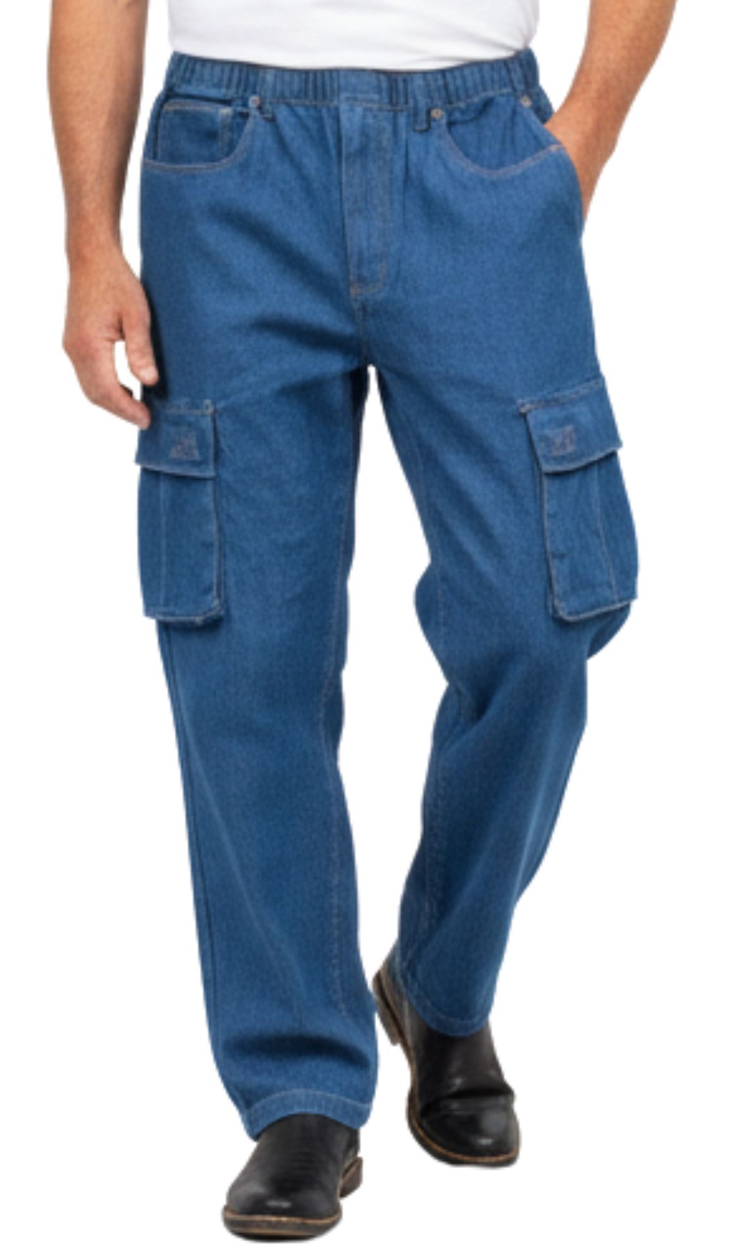 Men’s Pull-On Cargo Jeans – Relaxed Fit with Double Cargo Pockets | Street-Ready Style